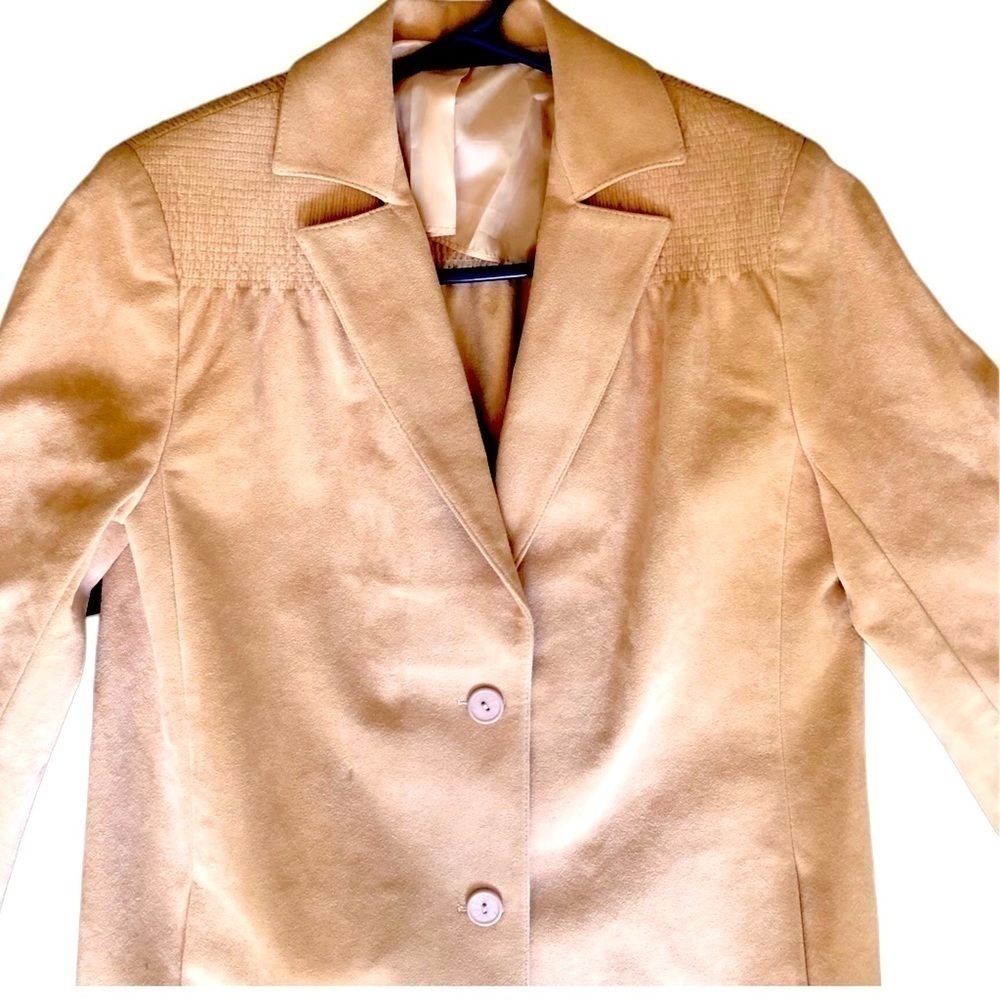 BRODKIN Ultrasuede beige jacket Vintage blazer lightweight suede - Picture 2 of 7